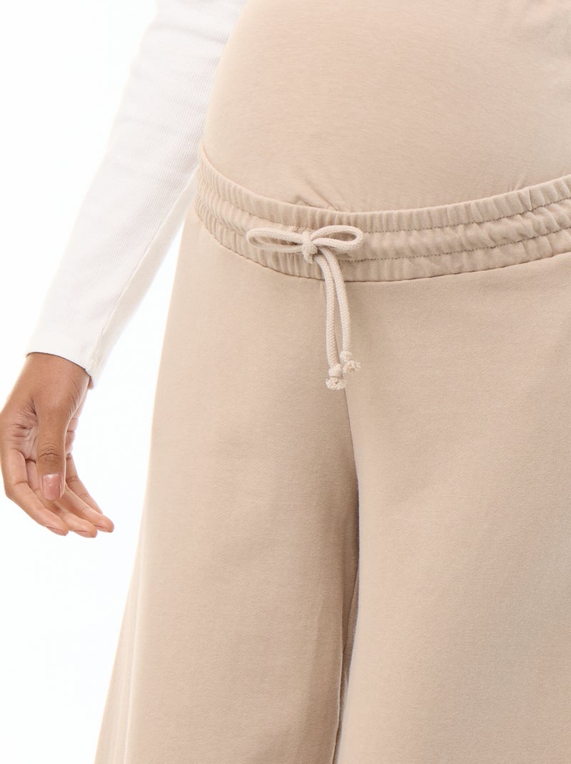 Jogging premaman wide leg in french terry Beige - Kiabi