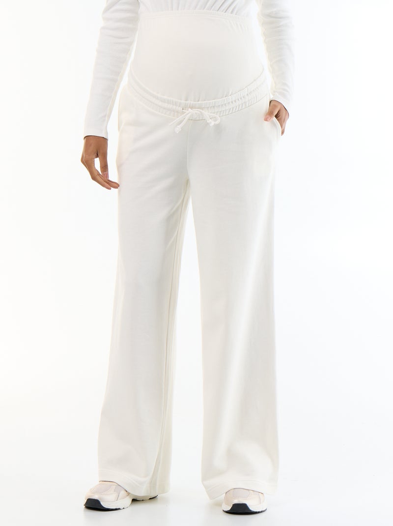 Jogging premaman wide leg in french terry Bianco - Kiabi