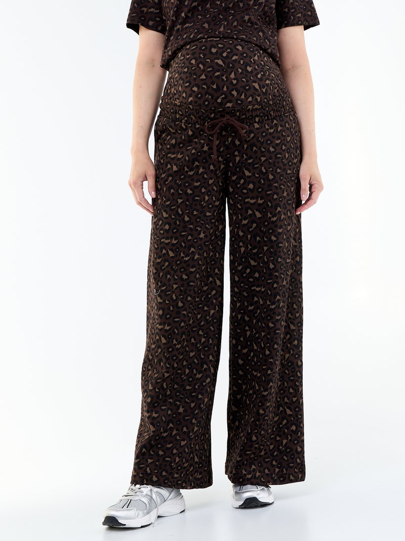 Jogging premaman wide leg in french terry Marrone - Kiabi