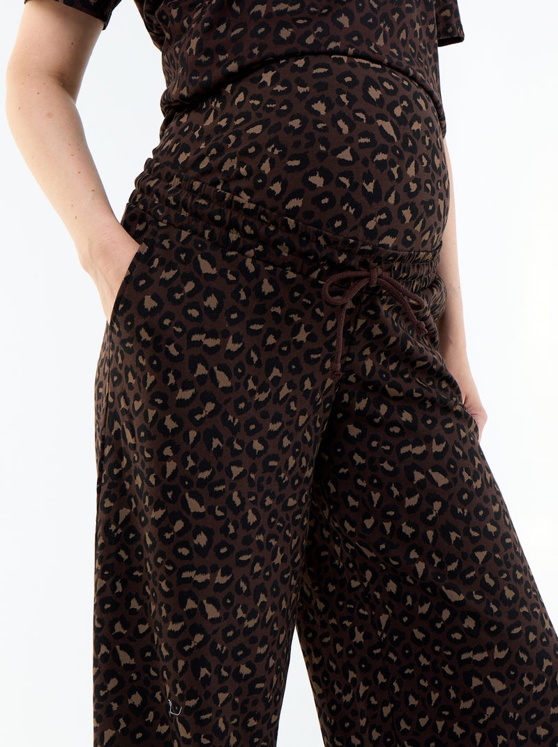 Jogging premaman wide leg in french terry Marrone - Kiabi