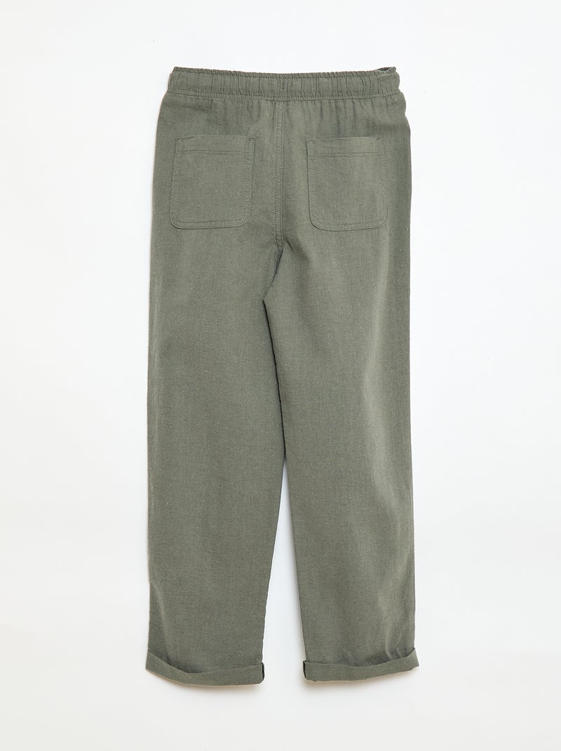 Jogpant in lino misto Verde - Kiabi