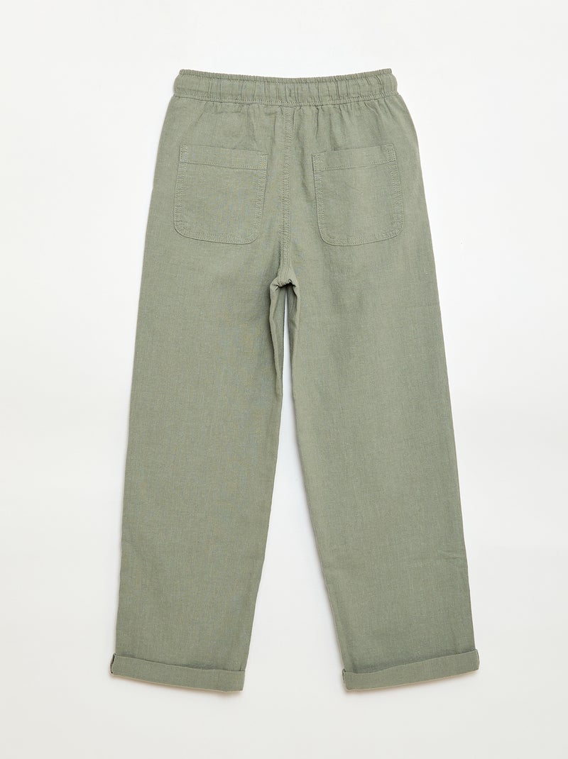 Jogpant in lino misto Verde - Kiabi