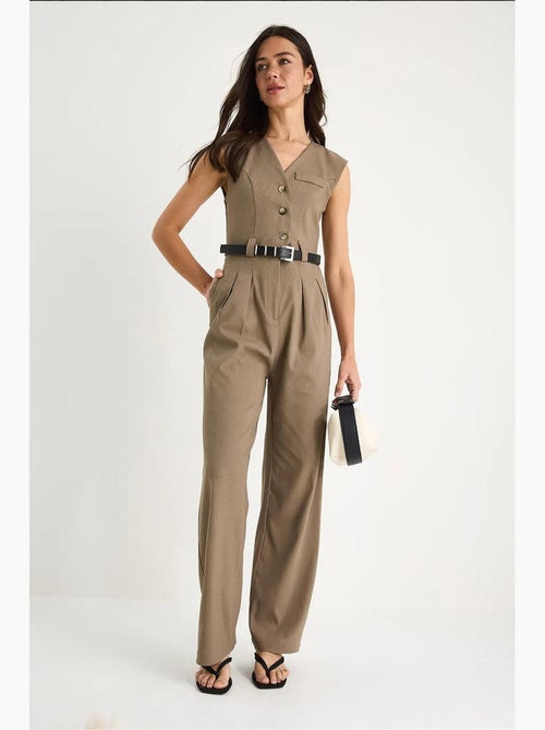 Jumpsuit con scollo a v a gamba ampia con dettaglio fiocco lucci - Kiabi Jumpsuit con scollo a v a gamba ampia con dettaglio fiocco lucci - Kiabi