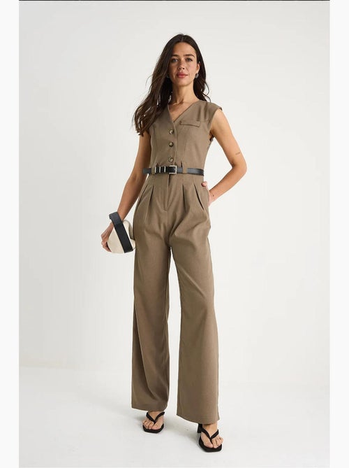 Jumpsuit con scollo a v a gamba ampia con dettaglio fiocco lucci - Kiabi Jumpsuit con scollo a v a gamba ampia con dettaglio fiocco lucci - Kiabi