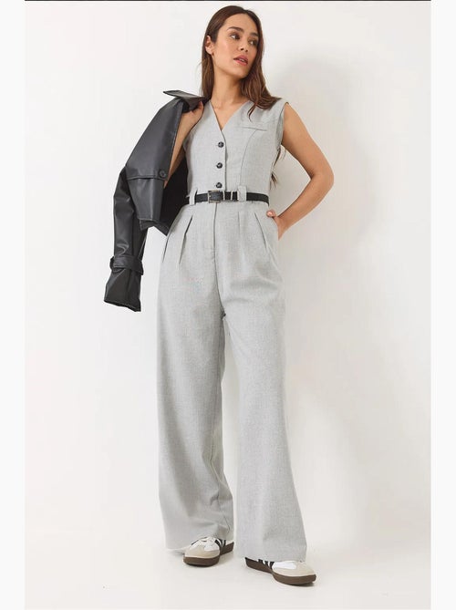 Jumpsuit con scollo a v a gamba ampia con dettaglio fiocco lucci - Kiabi Jumpsuit con scollo a v a gamba ampia con dettaglio fiocco lucci - Kiabi