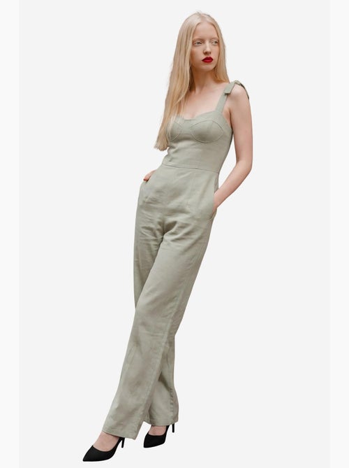 Jumpsuit in misto lino con scollo a cuore my fashion - Kiabi Jumpsuit in misto lino con scollo a cuore my fashion - Kiabi