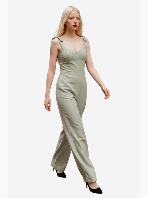 Jumpsuit in misto lino con scollo a cuore my fashion - Kiabi Jumpsuit in misto lino con scollo a cuore my fashion - Kiabi