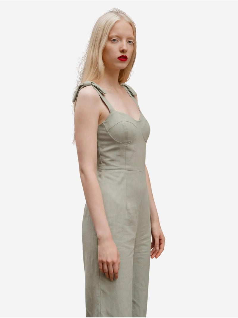 Jumpsuit in misto lino con scollo a cuore my fashion Verde menta - Kiabi