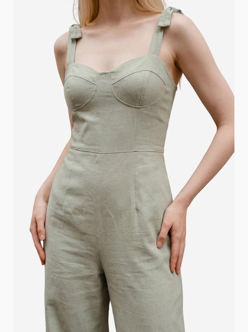Jumpsuit in misto lino con scollo a cuore my fashion - Kiabi Jumpsuit in misto lino con scollo a cuore my fashion - Kiabi