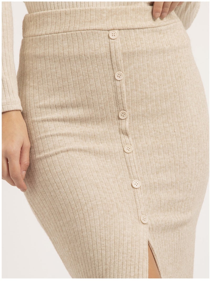Jupe mi-longue maille XASHERE Beige - Kiabi