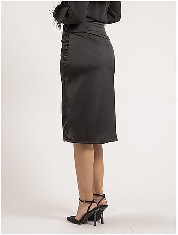 Jupe mi-longue satin XARENA