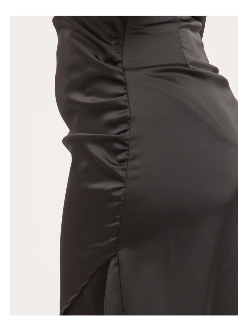 Jupe mi-longue satin XARENA Nero - Kiabi