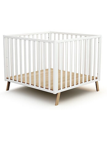 Jurababy - box bambini evolutivo kasa legno - bianco - 100 x 100 cm