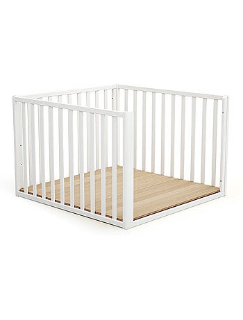 Jurababy - box bambini evolutivo kasa legno - bianco - 100 x 100 cm