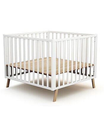 Jurababy - box bambini evolutivo kasa legno - bianco - 100 x 100 cm