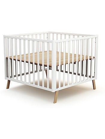 Jurababy - box bambini evolutivo kasa legno - bianco - 100 x 100 cm