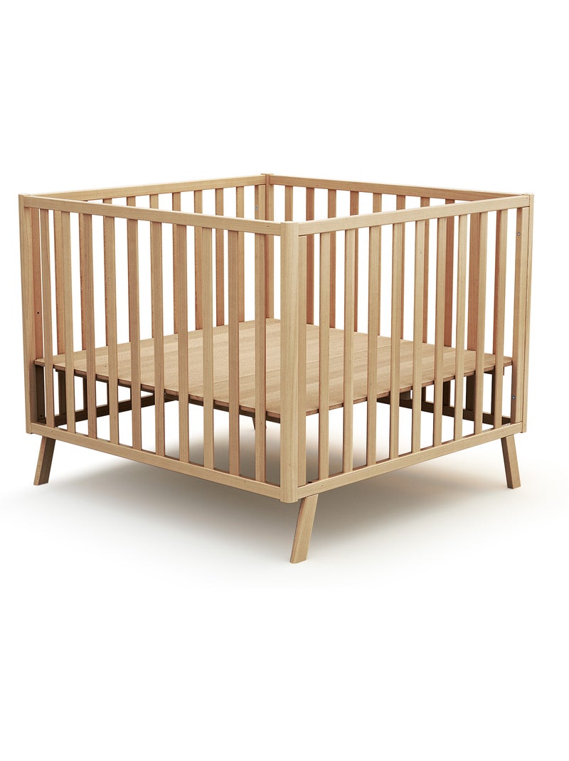 Jurababy - box bambini evolutivo kasa legno - faggio verni - 100 x 100 cm Beige chiaro - Kiabi