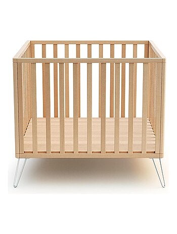 JURABABY - Box bambini ONLY legno - Bianco/Giallo - 100 x 100 cm