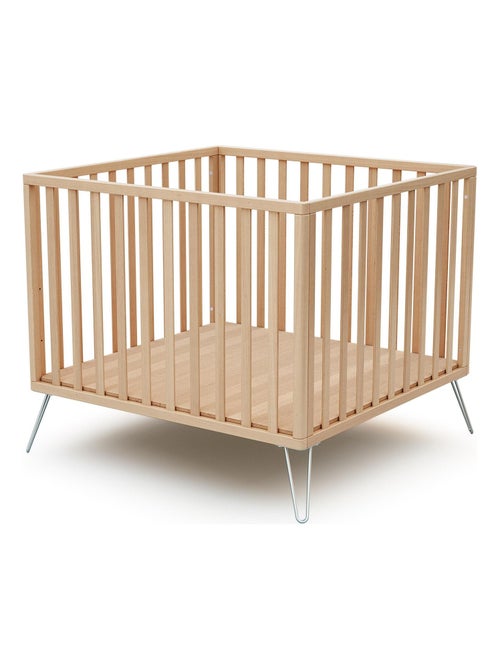 JURABABY - Box bambini ONLY legno - Faggio/Acciaio - 100 x 100 cm - Kiabi