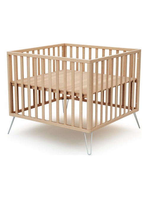 JURABABY - Box bambini ONLY legno - Faggio/Acciaio - 100 x 100 cm - Kiabi