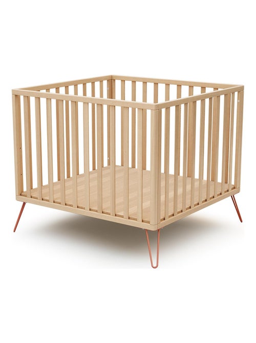 JURABABY - Box bambini ONLY legno - Faggio/Terracotta - 100 x 100 cm - Kiabi