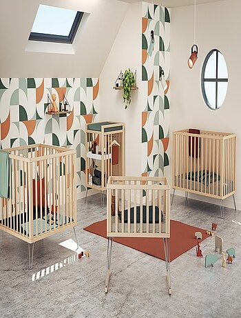 JURABABY - Culla a dondolo neonati legno ONLY - Terracotta - 40 x 80 - 90 x 52 x 75 cm