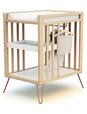 JURABABY - Fasciatoio com 2 prateleiras ONLY legno - Faggio/Terracotta - 76 x 56 x 94 cm