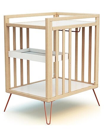 JURABABY - Fasciatoio com 2 prateleiras ONLY legno - Faggio/Terracotta - 76 x 56 x 94 cm