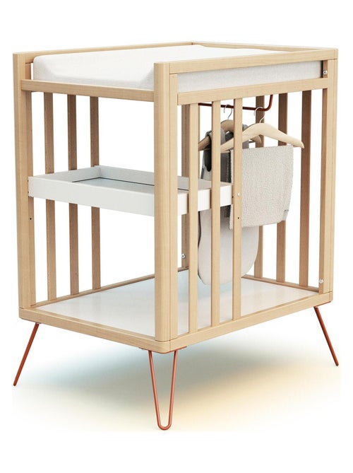 JURABABY - Fasciatoio com 2 prateleiras ONLY legno - Faggio/Terracotta - 76 x 56 x 94 cm - Kiabi