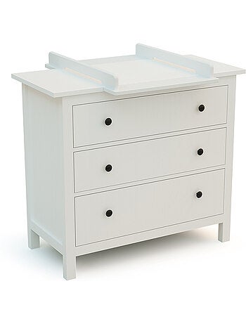 JURABABY - KIRA Fasciatoio universale in legno da 50 cm per cassettiera - Bianco e faggio verniciato