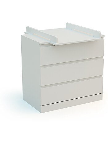 JURABABY - KIRA Fasciatoio universale in legno da 50 cm per cassettiera - Bianco e faggio verniciato