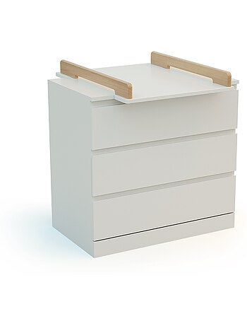JURABABY - KIRA Fasciatoio universale in legno da 50 cm per cassettiera - Bianco e faggio verniciato