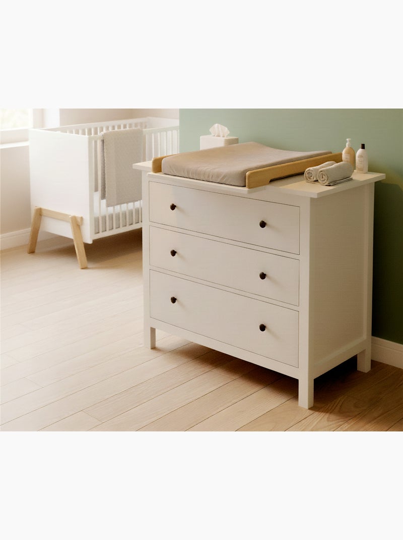 JURABABY - KIRA Fasciatoio universale in legno da 50 cm per cassettiera - Bianco e faggio verniciato Bianco Marrone - Kiabi