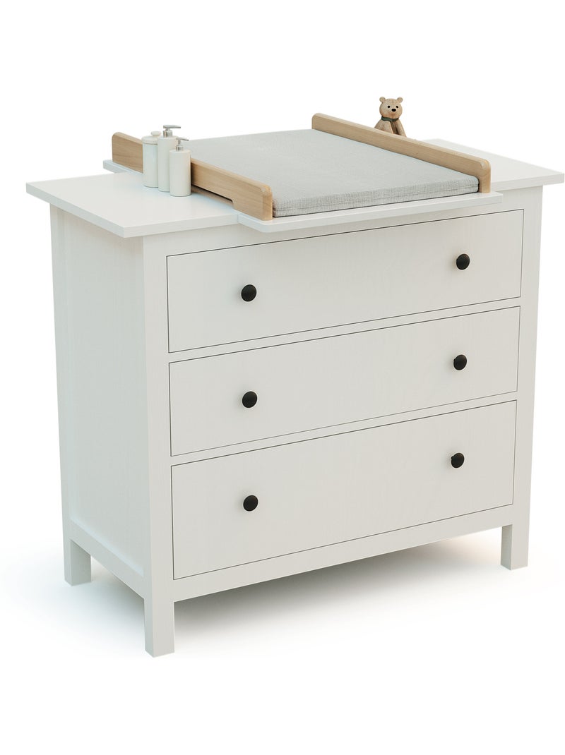 JURABABY - KIRA Fasciatoio universale in legno da 50 cm per cassettiera - Bianco e faggio verniciato Bianco Marrone - Kiabi