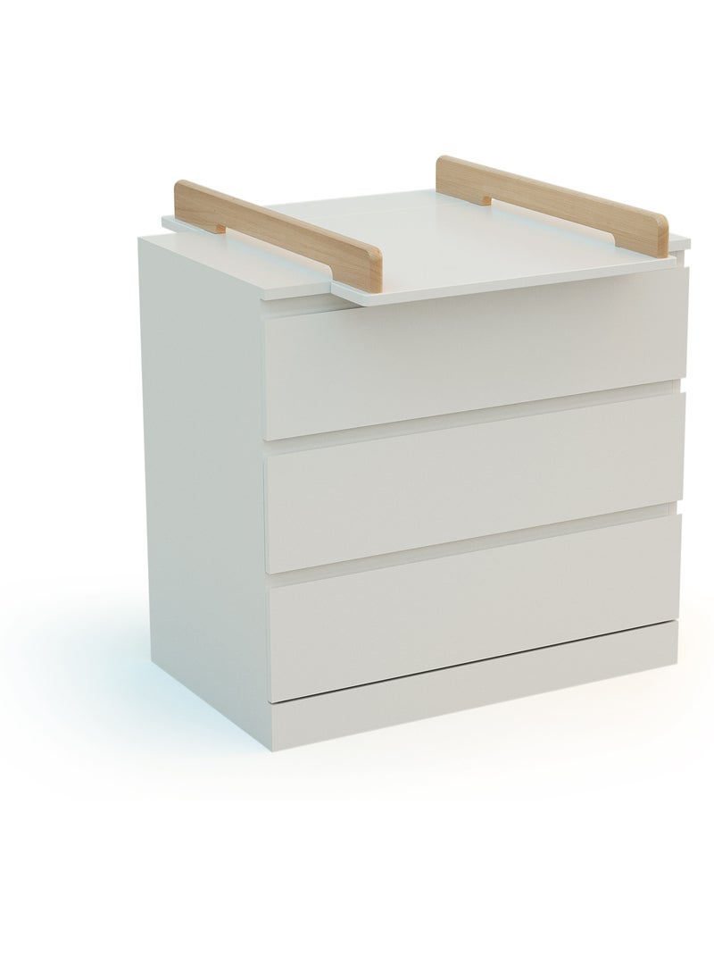 JURABABY - KIRA Fasciatoio universale in legno da 50 cm per cassettiera - Bianco e faggio verniciato Bianco Marrone - Kiabi