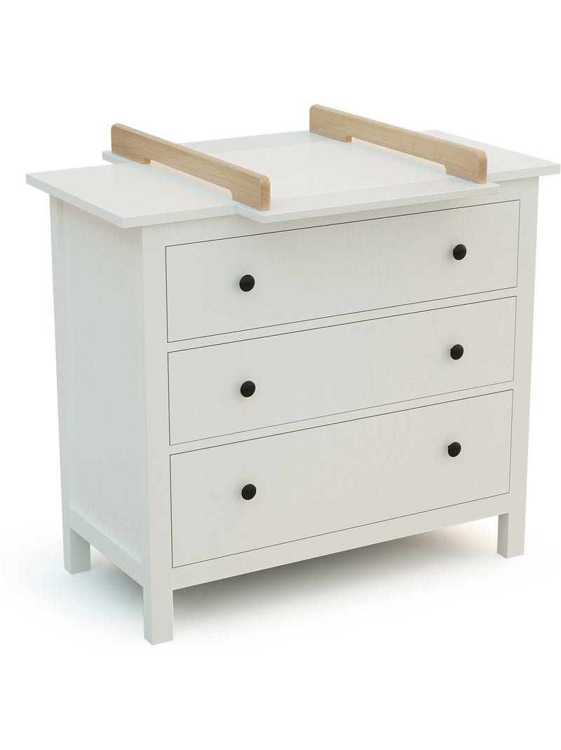 JURABABY - KIRA Fasciatoio universale in legno da 50 cm per cassettiera - Bianco e faggio verniciato Bianco Marrone - Kiabi