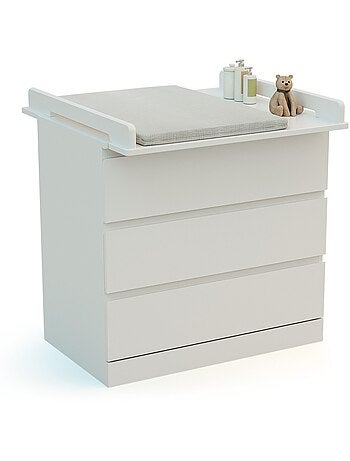 Jurababy - kira fasciatoio universale in legno da 70 cm per cassettiera per bambini - bianco