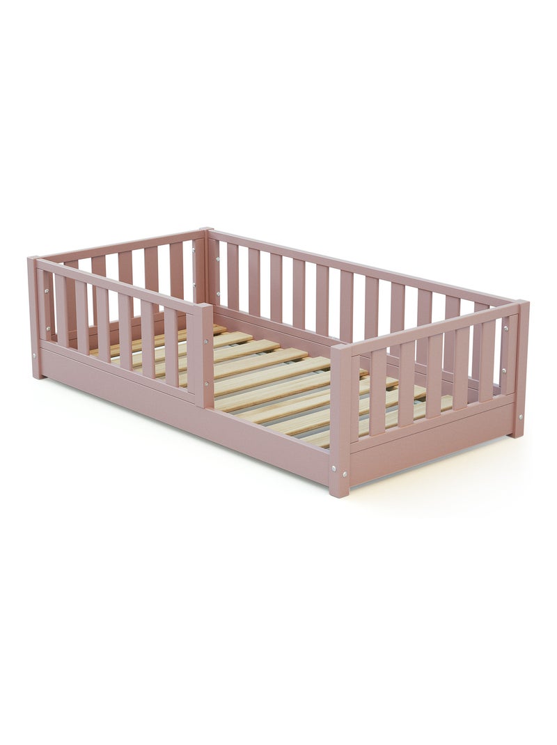 JURABABY - Letto per bambini a terra in legno 70x140 cm SONHO MINI - Rosa cipria Rosa - Kiabi