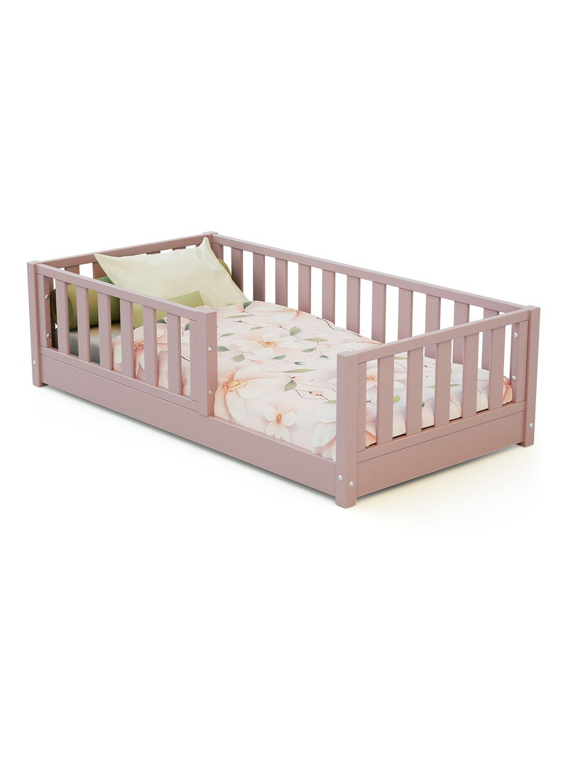 JURABABY - Letto per bambini a terra in legno 70x140 cm SONHO MINI - Rosa cipria Rosa - Kiabi