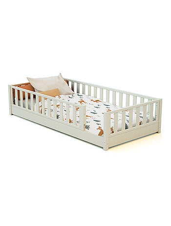 JURABABY - Letto per bambini a terra in legno SONHO - 90x190 - Rosa cipria