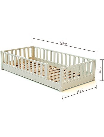 JURABABY - Letto per bambini a terra in legno SONHO - 90x190 - Rosa cipria