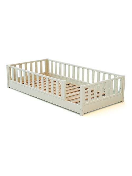 JURABABY - Letto per bambini a terra in legno SONHO - 90x190 - Bianco perla - Kiabi