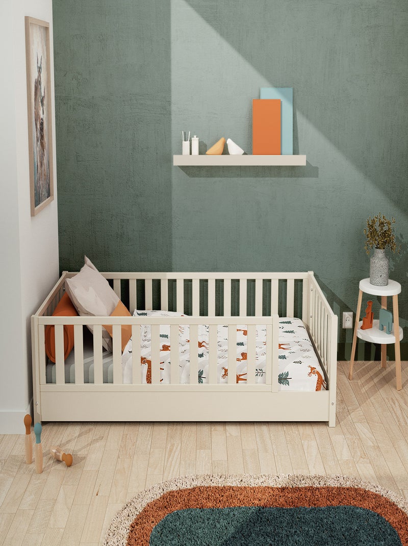 JURABABY - Letto per bambini a terra in legno SONHO - 90x190 - Bianco perla Bianco - Kiabi