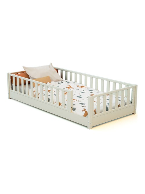 JURABABY - Letto per bambini a terra in legno SONHO - 90x190 - Bianco perla - Kiabi