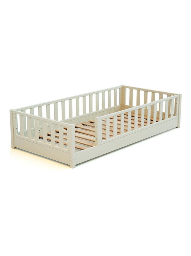 JURABABY - Letto per bambini a terra in legno SONHO - 90x190 - Bianco perla Bianco - Kiabi