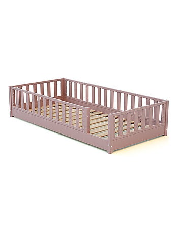 JURABABY - Letto per bambini a terra in legno SONHO - 90x190 - Rosa cipria