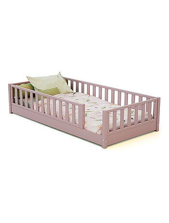 JURABABY - Letto per bambini a terra in legno SONHO - 90x190 - Rosa cipria