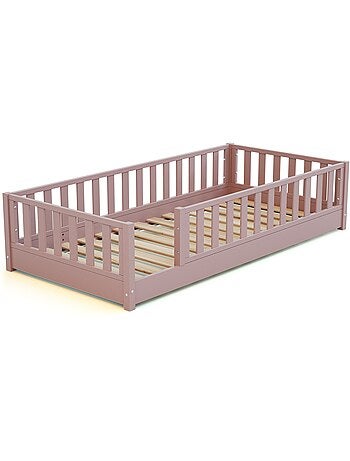 JURABABY - Letto per bambini a terra in legno SONHO - 90x190 - Rosa cipria