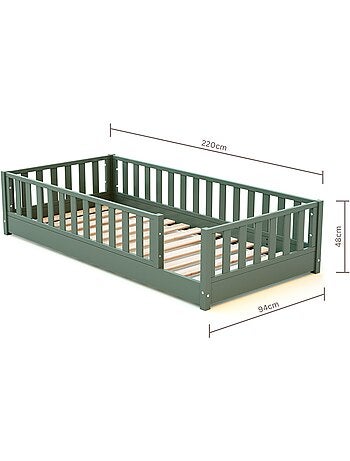 JURABABY - Letto per bambini a terra in legno SONHO - 90x190 - Rosa cipria