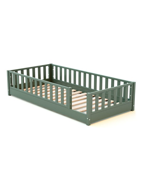 JURABABY - Letto per bambini a terra in legno SONHO - 90x190 - Verde salvia - Kiabi